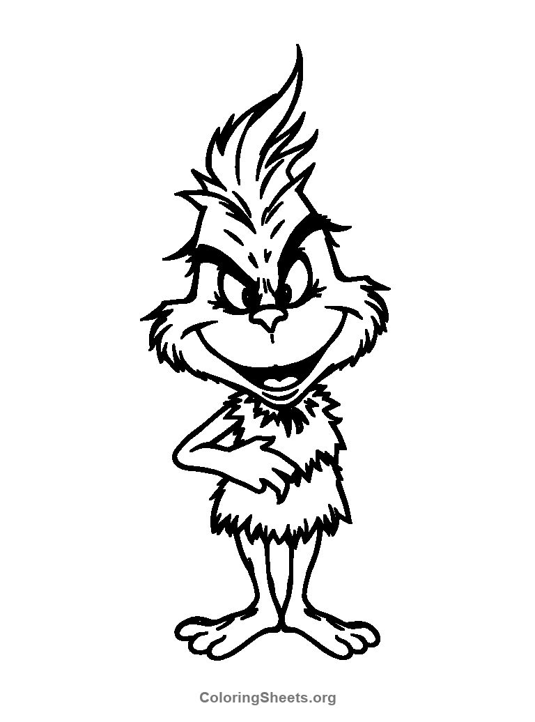 a friendly cartoon grinch coloring sheet