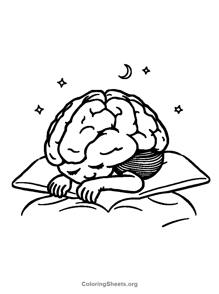 a sleeping brainrot coloring sheet