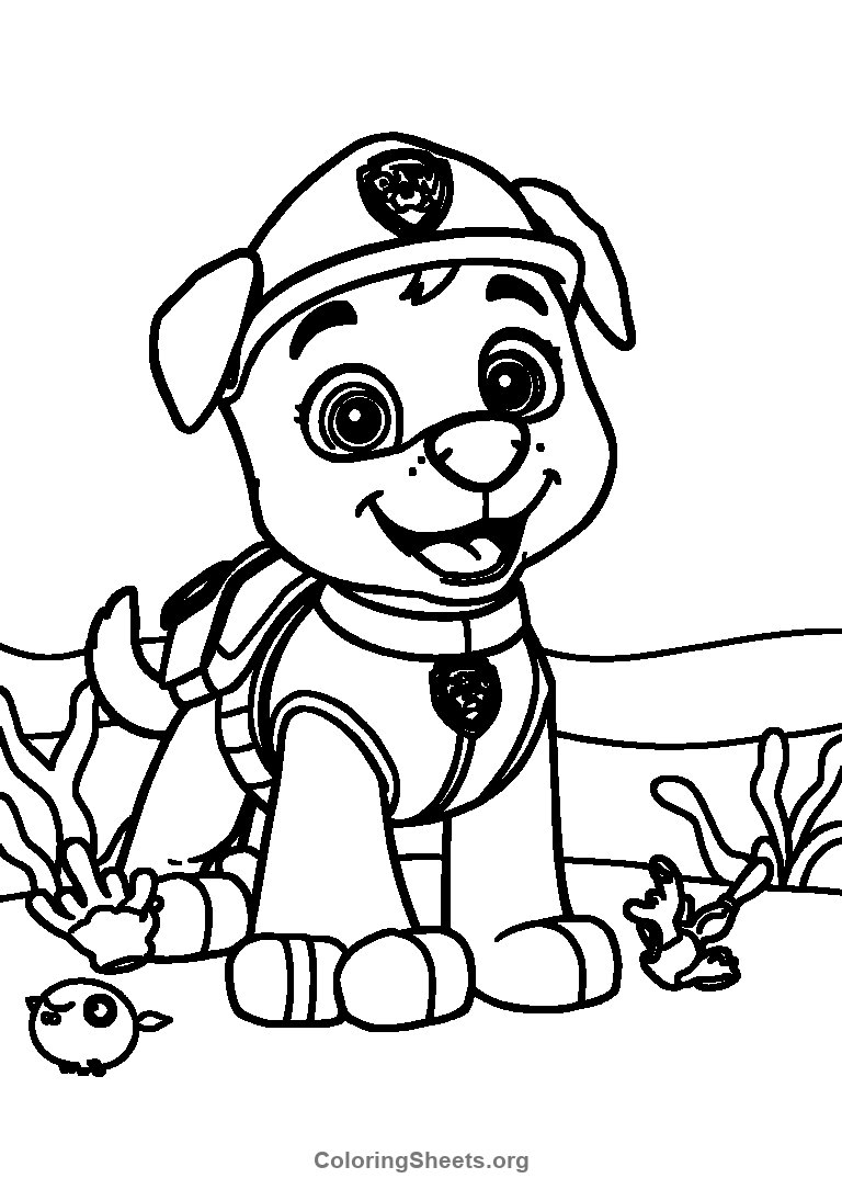 a paw patrol by the sea coloring sheet